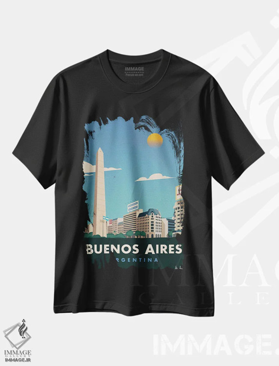 تیشرت مشکی طرح دار بوئنوس آیرس، دکور معاصر اثر ایدیااستورم استودیوز | فروشگاه ایماژ