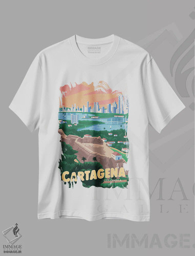 تیشرت سفید طرح دار کارتاخنا، دکور معاصر اثر ایدیااستورم استودیوز | فروشگاه ایماژ