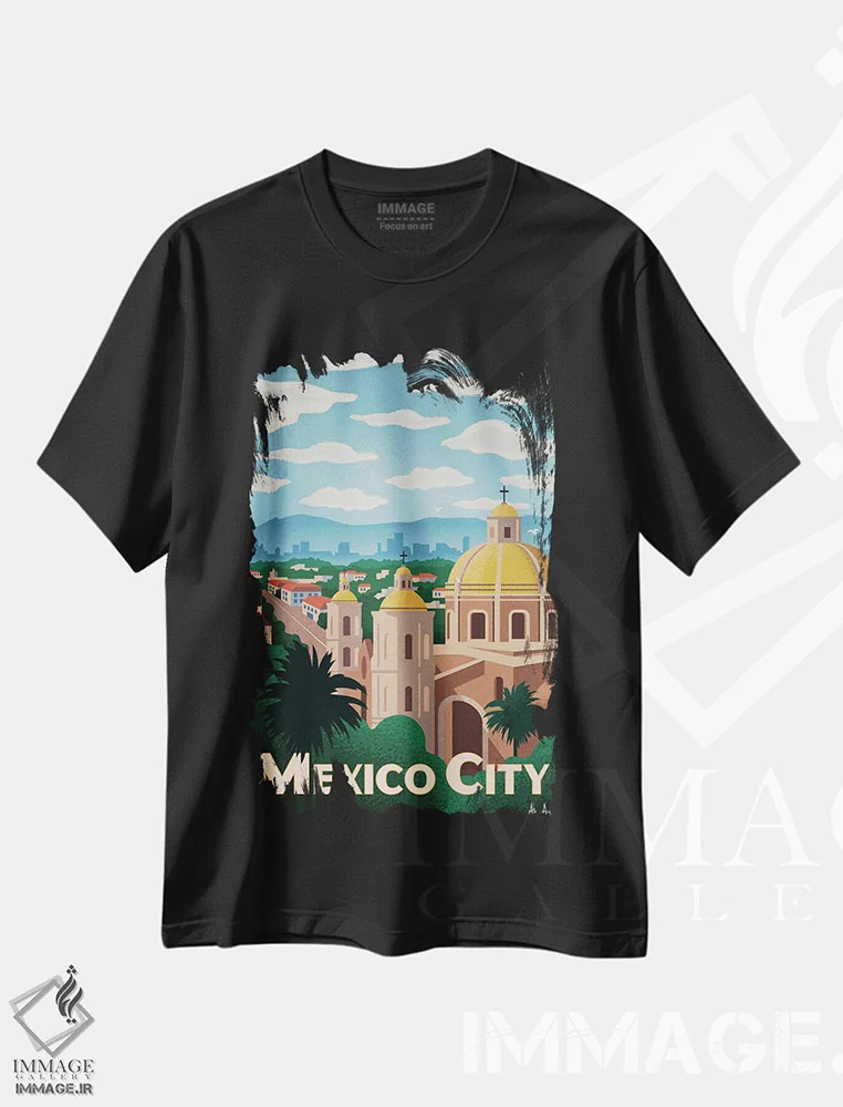 تیشرت مشکی طرح دار مکزیکوسیتی، دکور معاصر اثر ایدیااستورم استودیوز | فروشگاه ایماژ