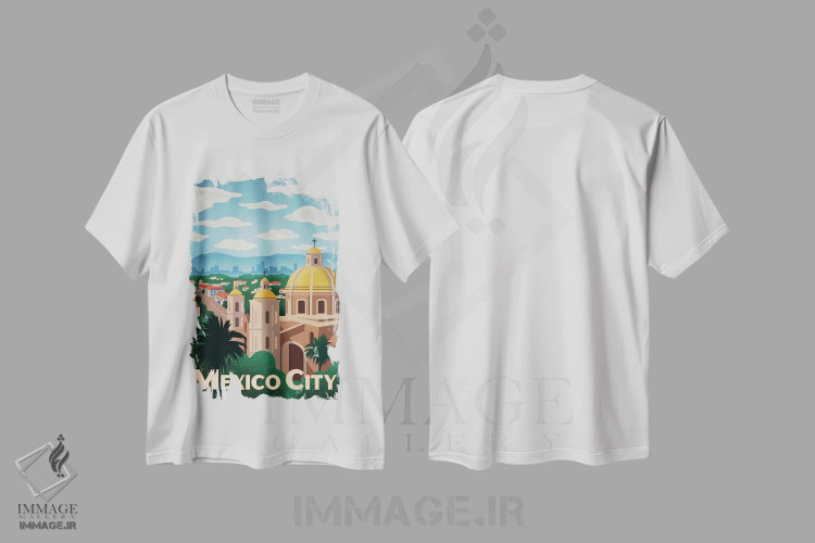 تیشرت سفید طرح دار مکزیکوسیتی، دکور معاصر اثر ایدیااستورم استودیوز | immage.ir