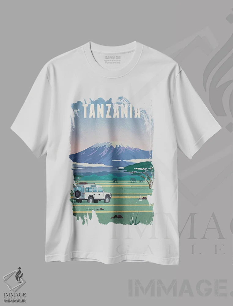 تیشرت سفید طرح دار تانزانیا، دکور معاصر اثر ایدیااستورم استودیوز | فروشگاه ایماژ