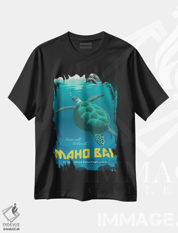 تیشرت مشکی طرح دار خلیج ماهو، دکور معاصر اثر ایدیااستورم استودیوز | فروشگاه ایماژ