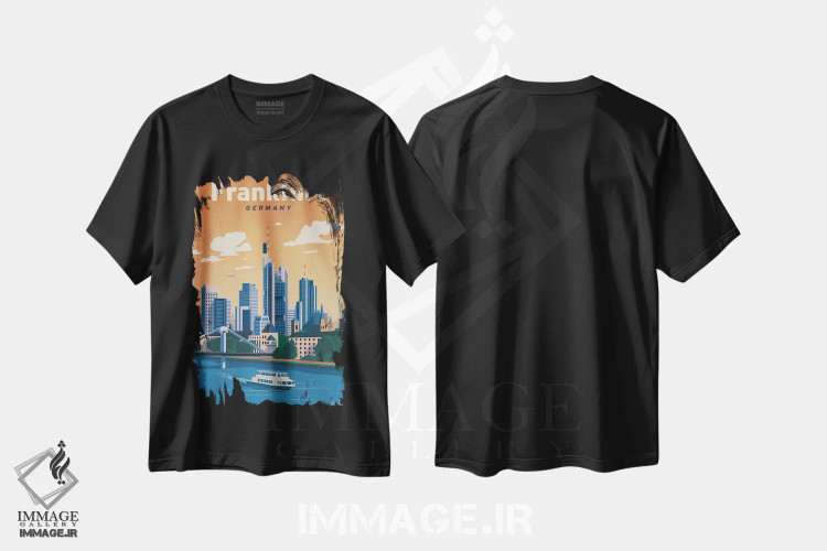 تیشرت مشکی طرح دار فرانکفورت، دکور معاصر اثر ایدیااستورم استودیوز | فروشگاه ایماژ