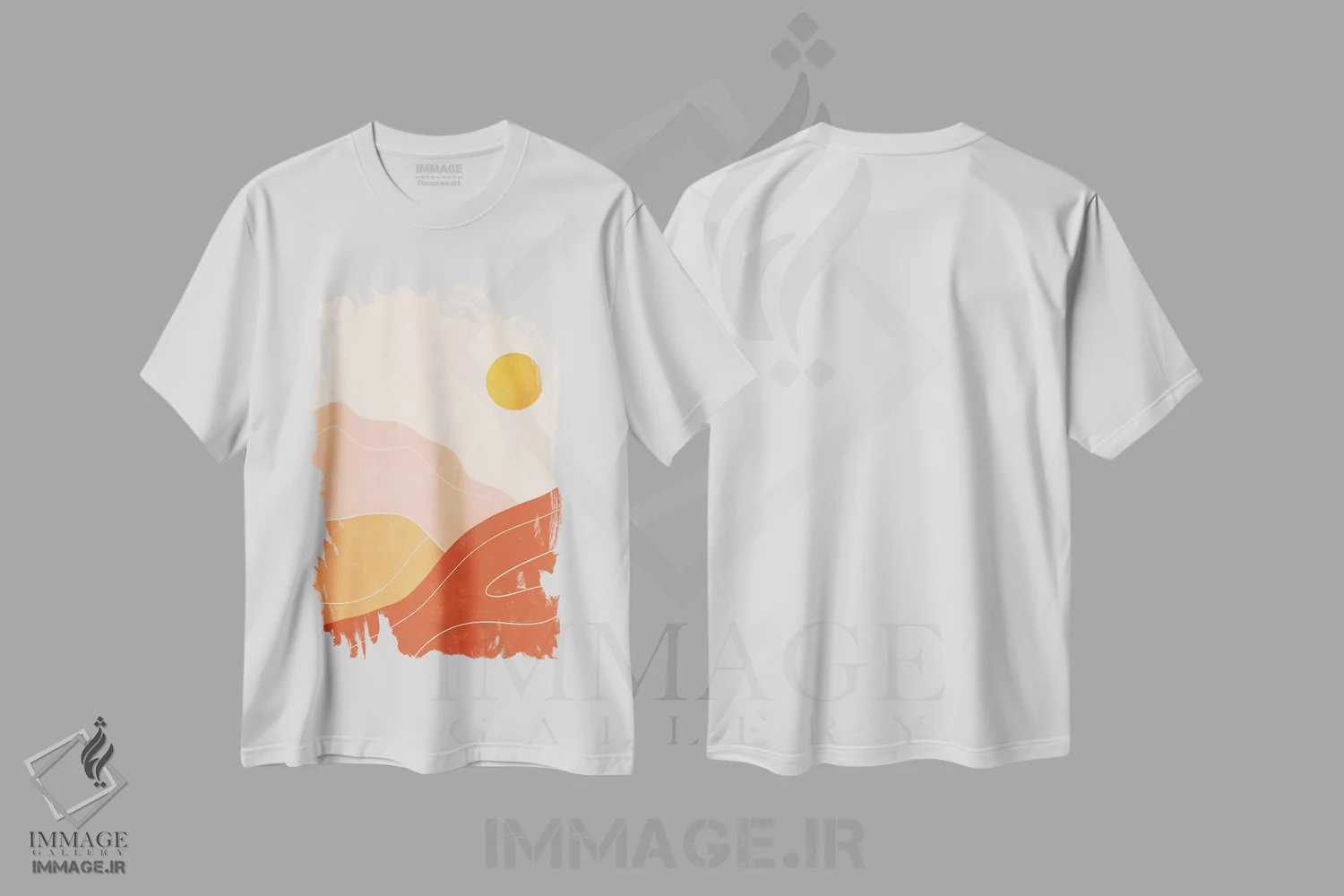 تیشرت سفید طرح دار کوه ها، آبستره اثر ایتس فانی هو | فروشگاه ایماژ