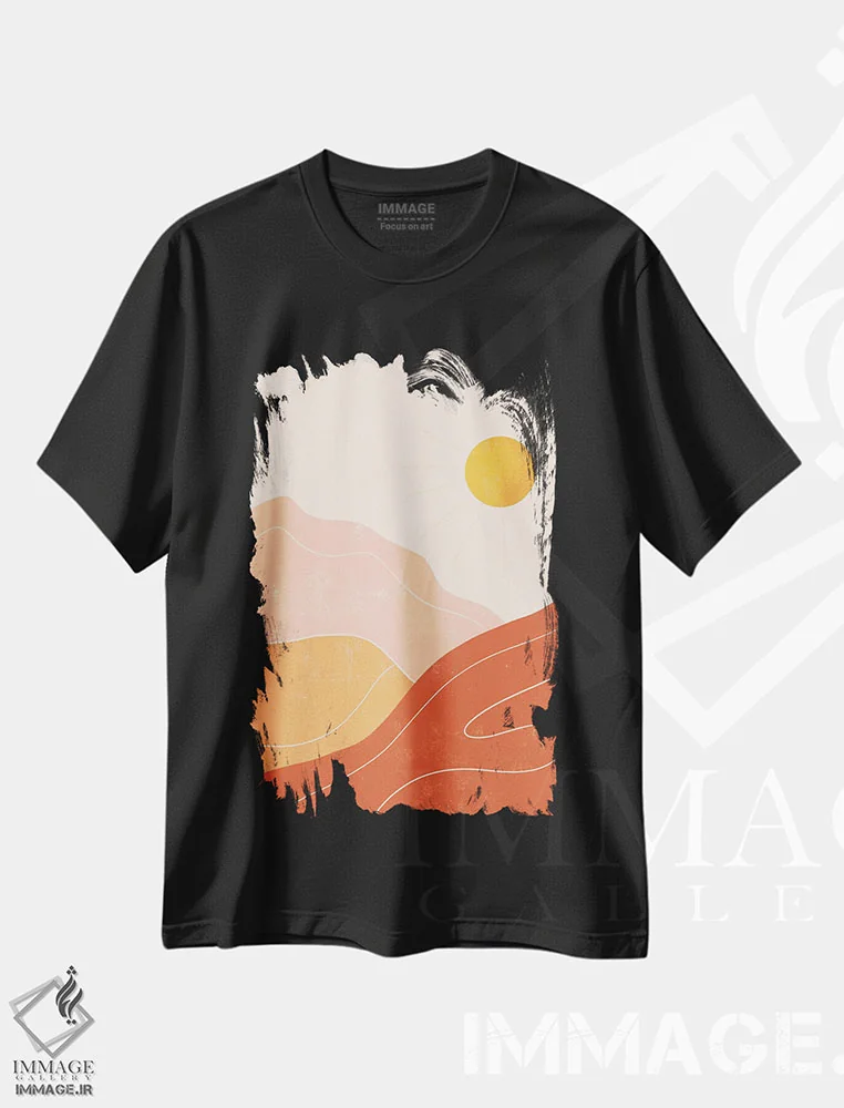 تیشرت مشکی طرح دار کوه ها، آبستره اثر ایتس فانی هو | immage.ir