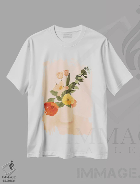 تیشرت سفید طرح دار دسته گل، تزئینی اثر ایتس فانی هو | immage.ir