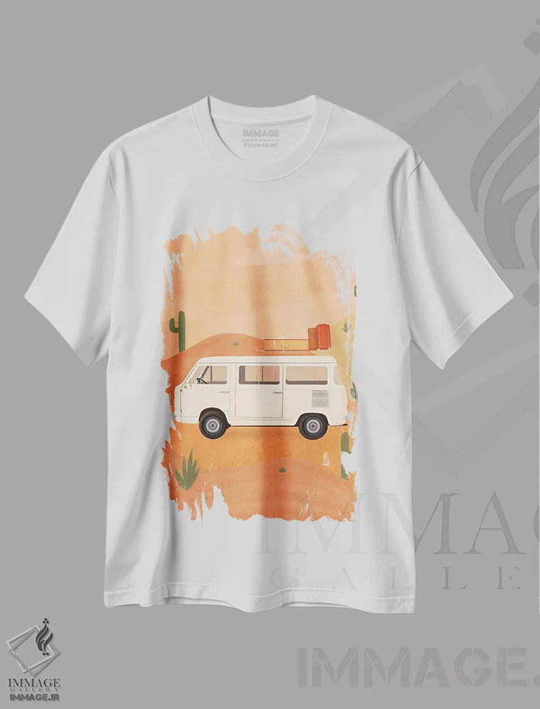 تیشرت سفید طرح دار زندگی در ون، تزئینی اثر ایتس فانی هو | فروشگاه ایماژ