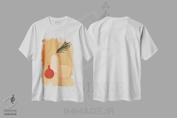 تیشرت سفید طرح دار گلدان های بوهو، دکور بوهمی اثر ایتس فانی هو | immage.ir