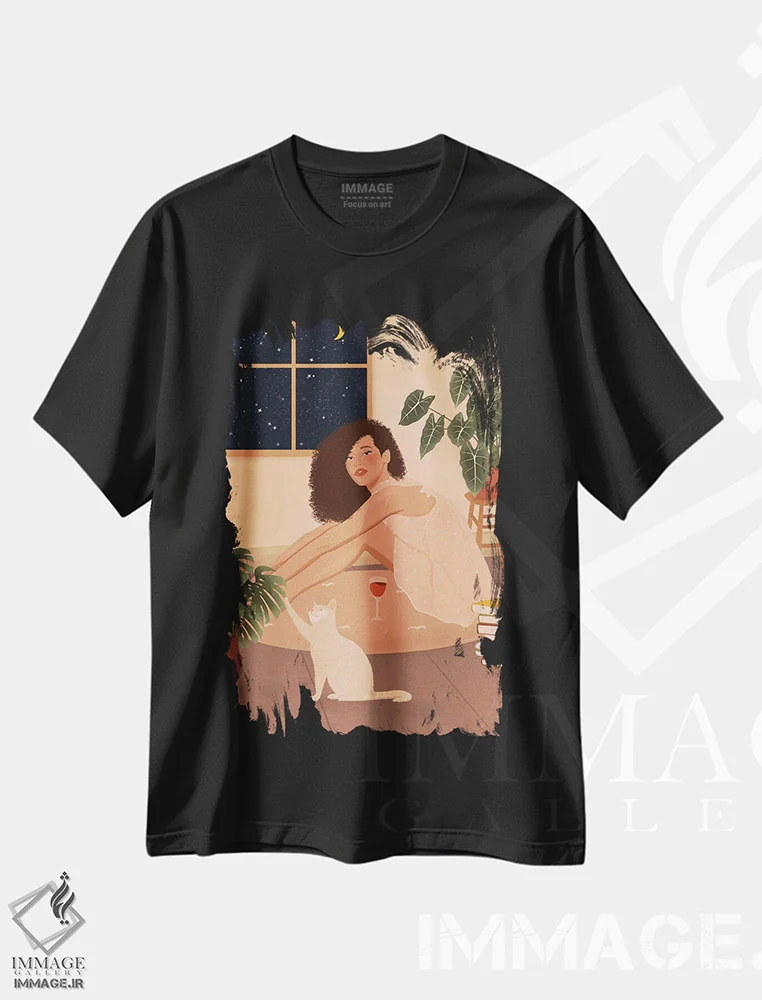 تیشرت مشکی طرح دار نائومی، تزئینی اثر ایتس فانی هو | فروشگاه ایماژ