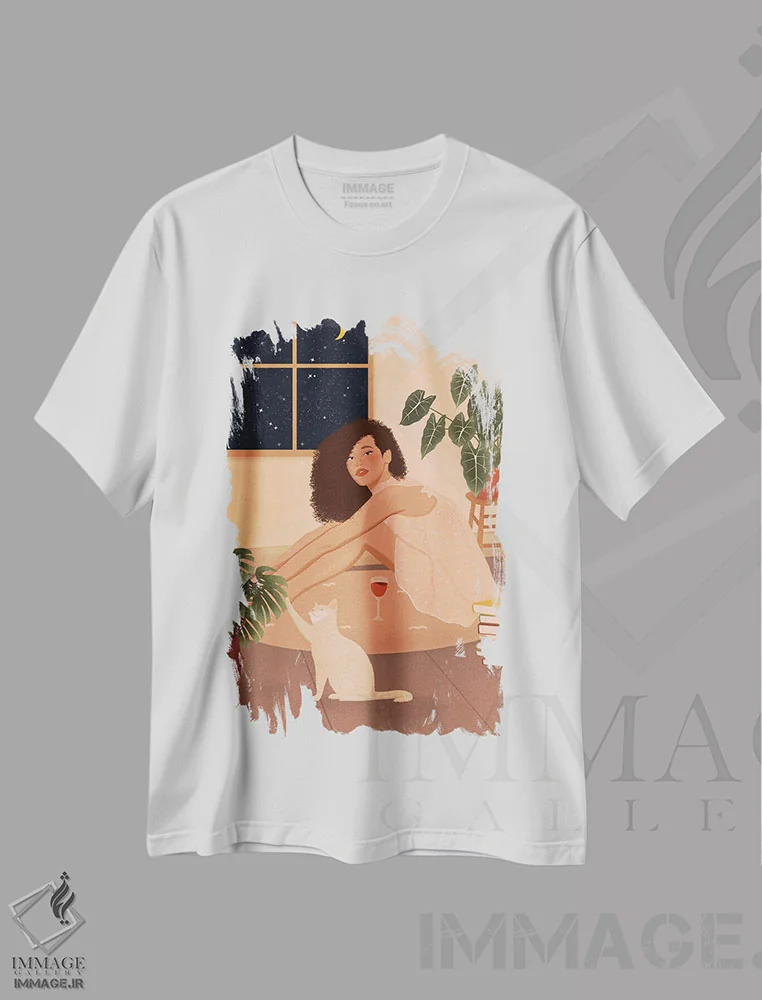 تیشرت سفید طرح دار نائومی، تزئینی اثر ایتس فانی هو | immage.ir