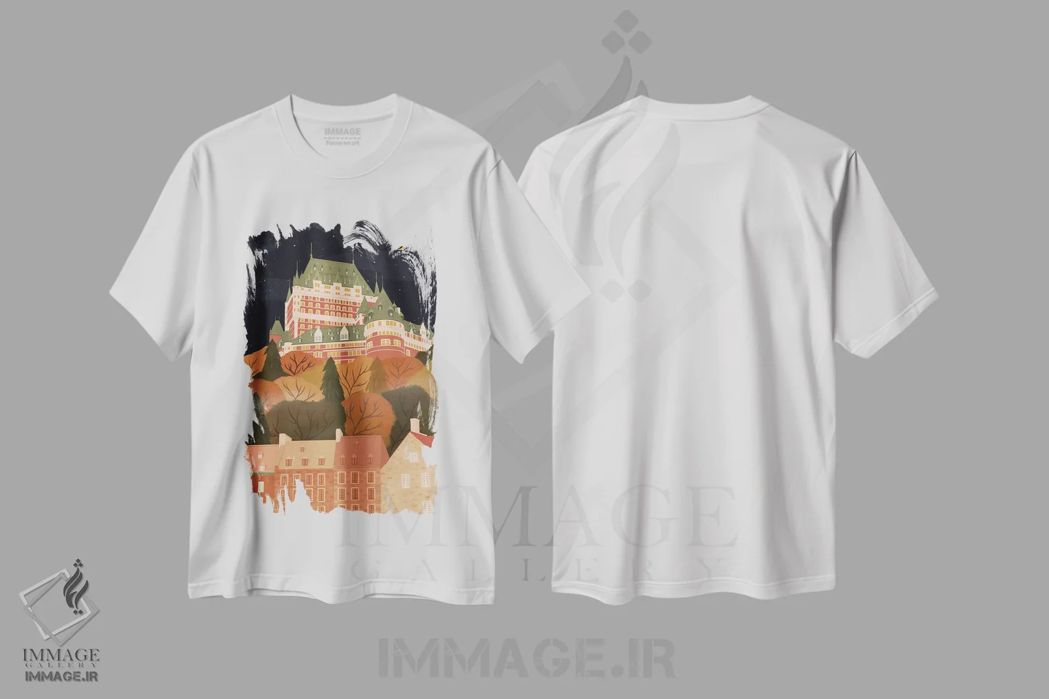 تیشرت سفید طرح دار کاخ فرونتنک، تزئینی اثر ایتس فانی هو | فروشگاه ایماژ
