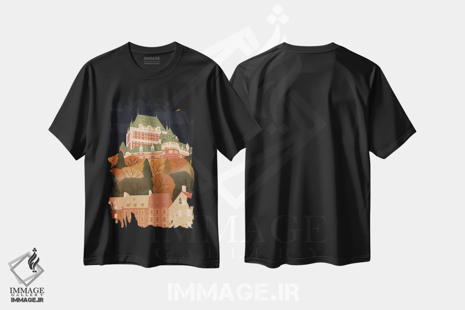 تیشرت مشکی طرح دار کاخ فرونتنک، تزئینی اثر ایتس فانی هو | immage.ir