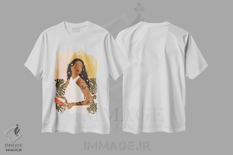 تیشرت سفید طرح دار الیزابت، هنر آمریکایی آفریقایی تبار اثر ایتس فانی هو | فروشگاه ایماژ