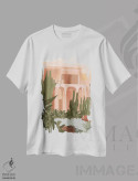 تیشرت سفید طرح دار باغ ماجورل صورتی، تزئینی اثر ایتس فانی هو | فروشگاه ایماژ