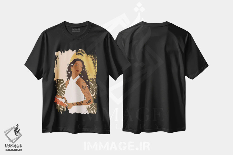 تیشرت مشکی طرح دار الیزابت، هنر آمریکایی آفریقایی تبار اثر ایتس فانی هو | immage.ir