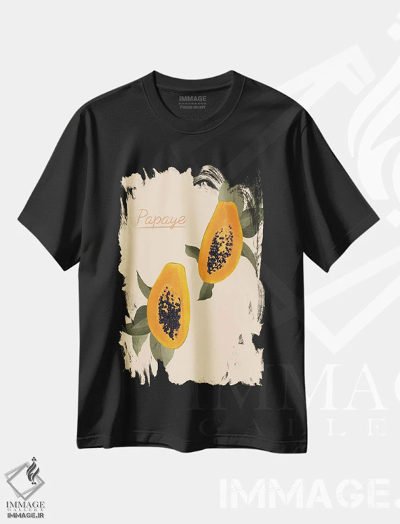 تیشرت مشکی طرح دار پاپایا، تزئینی اثر ایتس فانی هو | فروشگاه ایماژ