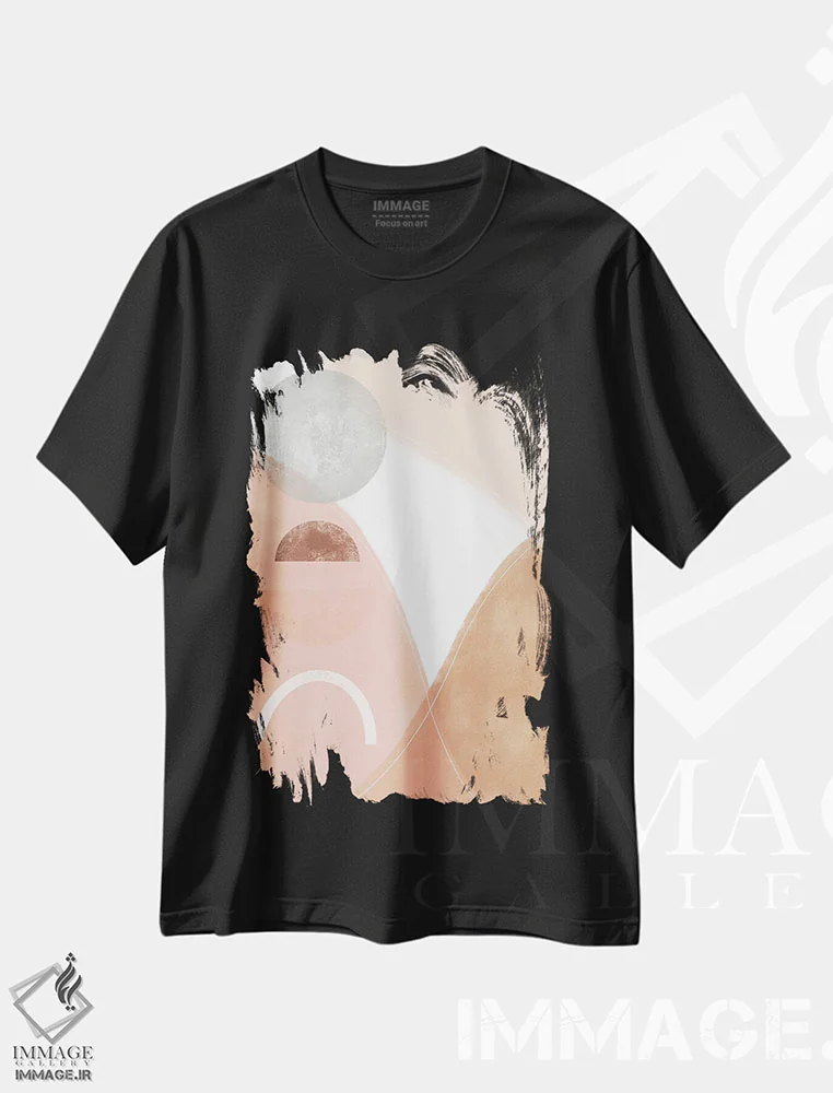 تیشرت مشکی طرح دار اشکال پاستلی اثر ایتس فانی هو | فروشگاه ایماژ