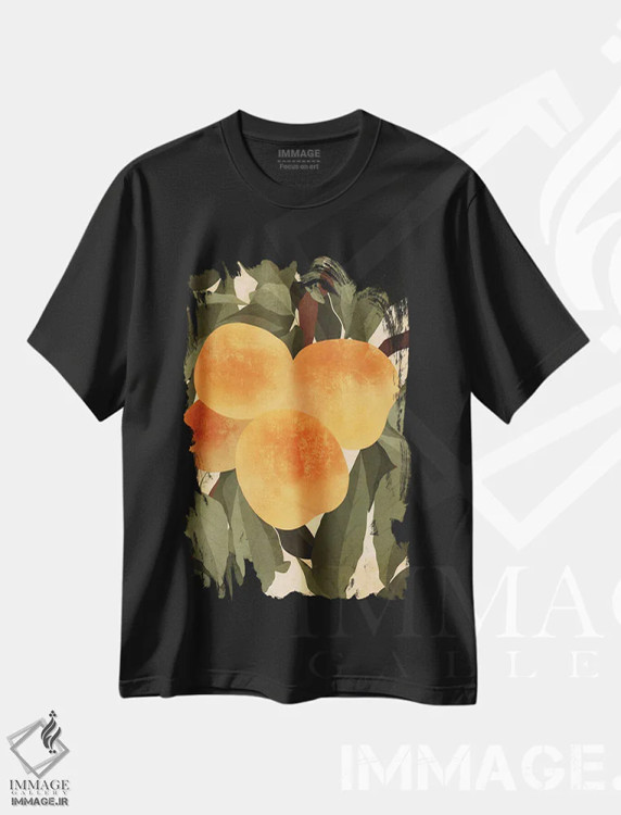 تیشرت مشکی طرح دار هلوها، تزئینی اثر ایتس فانی هو | immage.ir