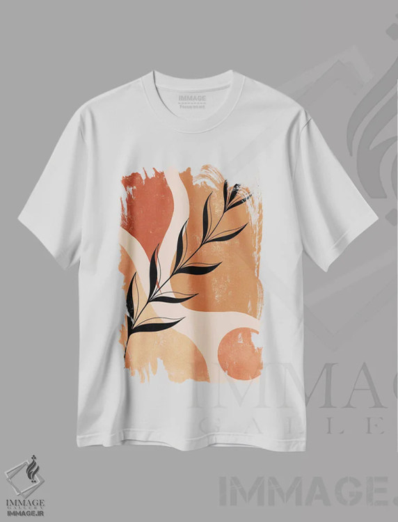 تیشرت سفید طرح دار برگ سیاه، آبستره اثر ایتس فانی هو | فروشگاه ایماژ
