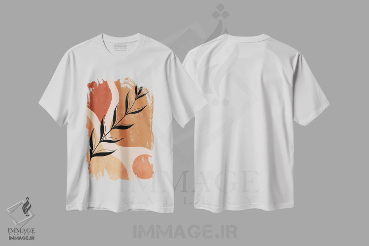 تیشرت سفید طرح دار برگ سیاه، آبستره اثر ایتس فانی هو | فروشگاه ایماژ