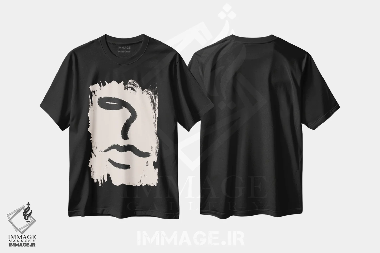 تیشرت مشکی طرح دار چهره، آبستره اثر ایتس فانی هو | immage.ir