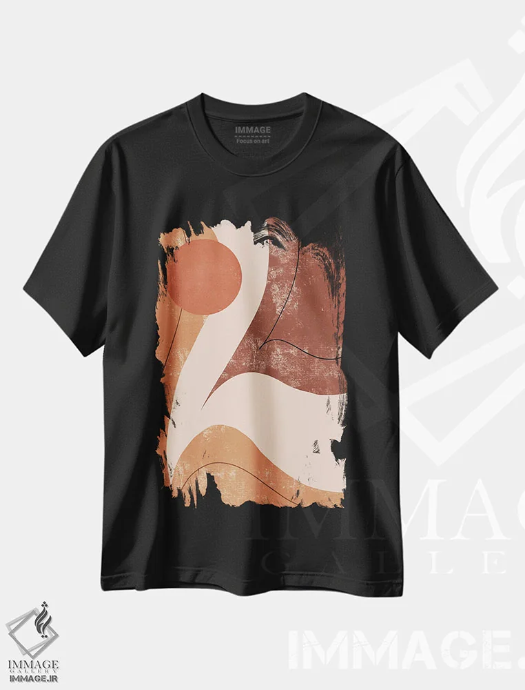 تیشرت مشکی طرح دار اشکال抽象ی ۲، آبستره اثر ایتس فانی هو | فروشگاه ایماژ
