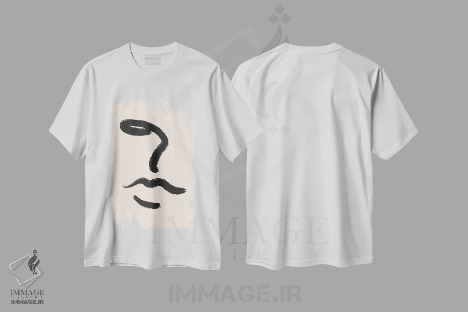 تیشرت سفید طرح دار چهره، آبستره اثر ایتس فانی هو | فروشگاه ایماژ