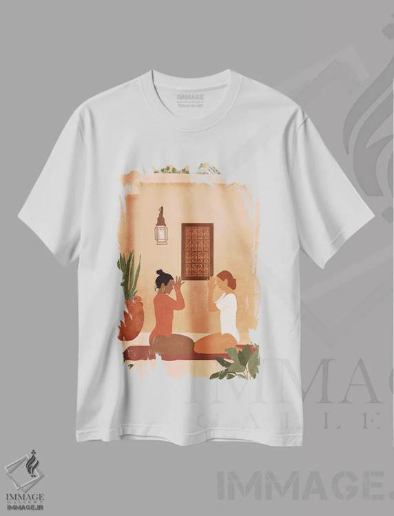 تیشرت سفید طرح دار یوگی ها، هنر آمریکایی آفریقایی تبار اثر ایتس فانی هو | فروشگاه ایماژ
