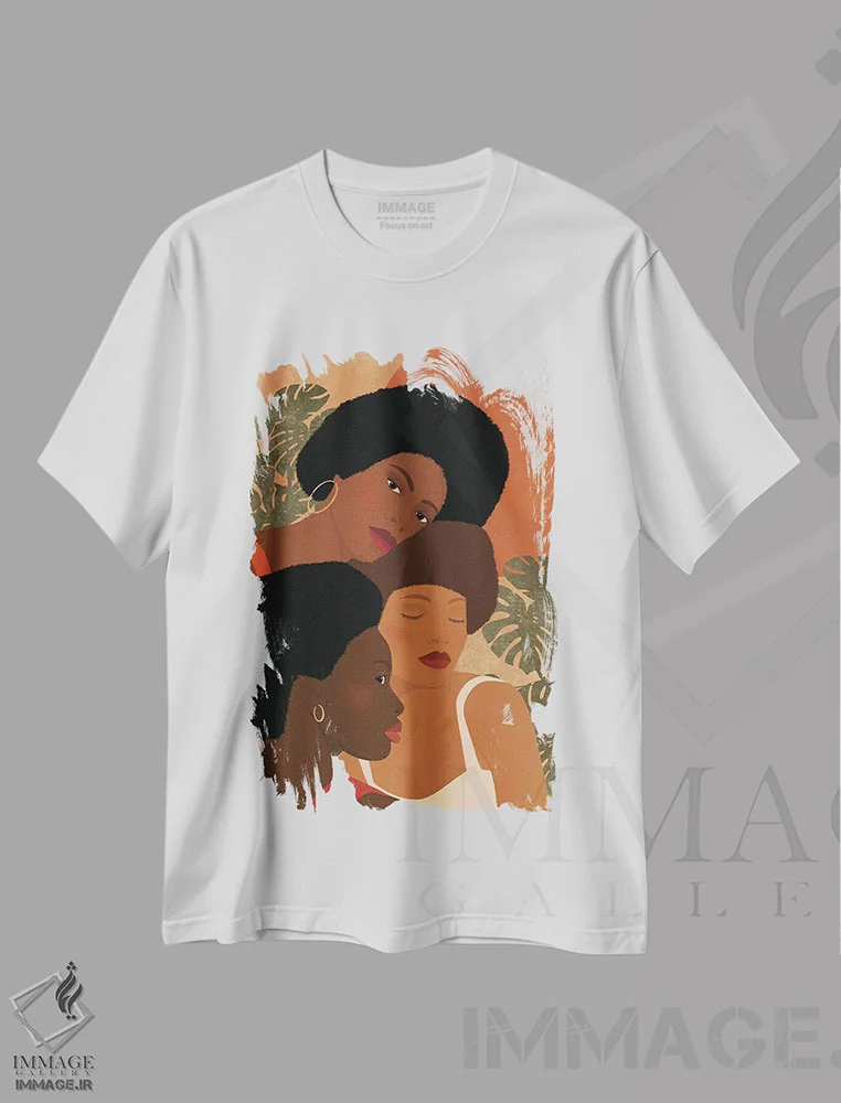تیشرت سفید طرح دار زنان حامی زنان، هنر آمریکایی آفریقایی تبار اثر ایتس فانی هو | immage.ir