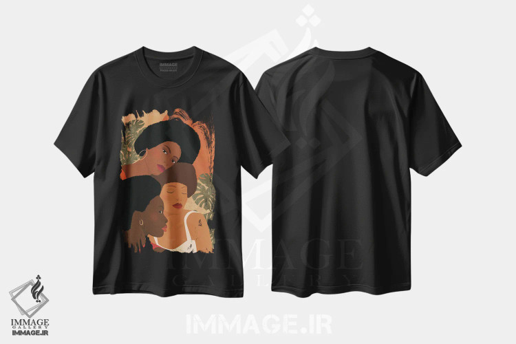 تیشرت مشکی طرح دار زنان حامی زنان، هنر آمریکایی آفریقایی تبار اثر ایتس فانی هو | فروشگاه ایماژ