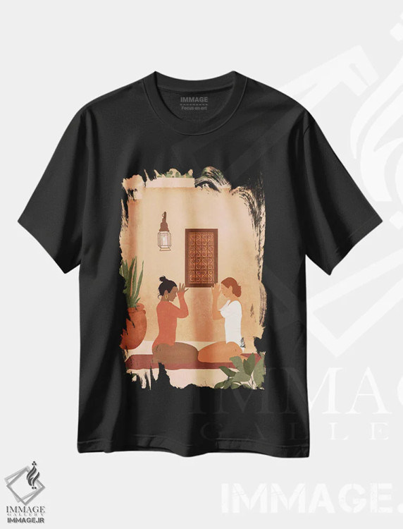 تیشرت مشکی طرح دار یوگی ها، هنر آمریکایی آفریقایی تبار اثر ایتس فانی هو | immage.ir