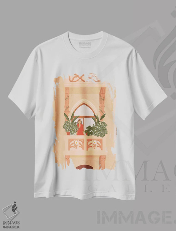 تیشرت سفید طرح دار بارسلونا، تزئینی اثر ایتس فانی هو | فروشگاه ایماژ
