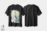 تیشرت مشکی طرح دار دختر با گل یاس بنفش، تزئینی اثر مارینا ایگناتووا | فروشگاه ایماژ