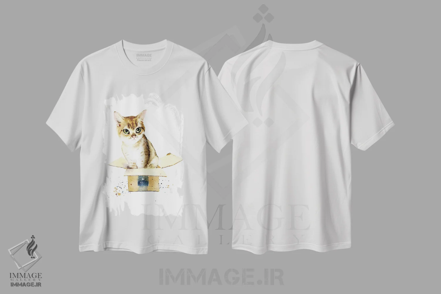 تیشرت سفید طرح دار گربه در جعبه، تزئینی اثر مارینا ایگناتووا | immage.ir
