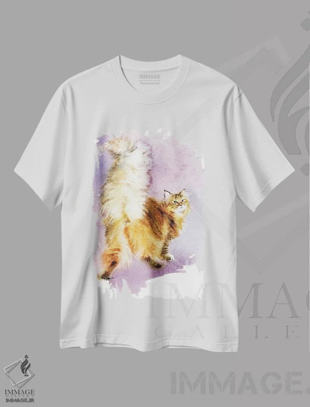 تیشرت سفید طرح دار دم زیبا، دکور معاصر اثر مارینا ایگناتووا | فروشگاه ایماژ