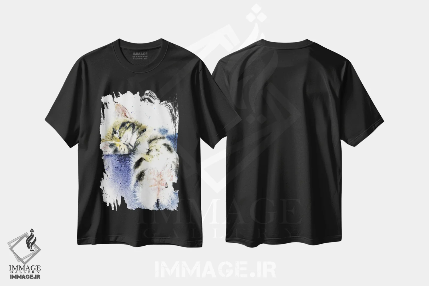 تیشرت مشکی طرح دار بچه گربه خوابیده، دکور معاصر اثر مارینا ایگناتووا | immage.ir