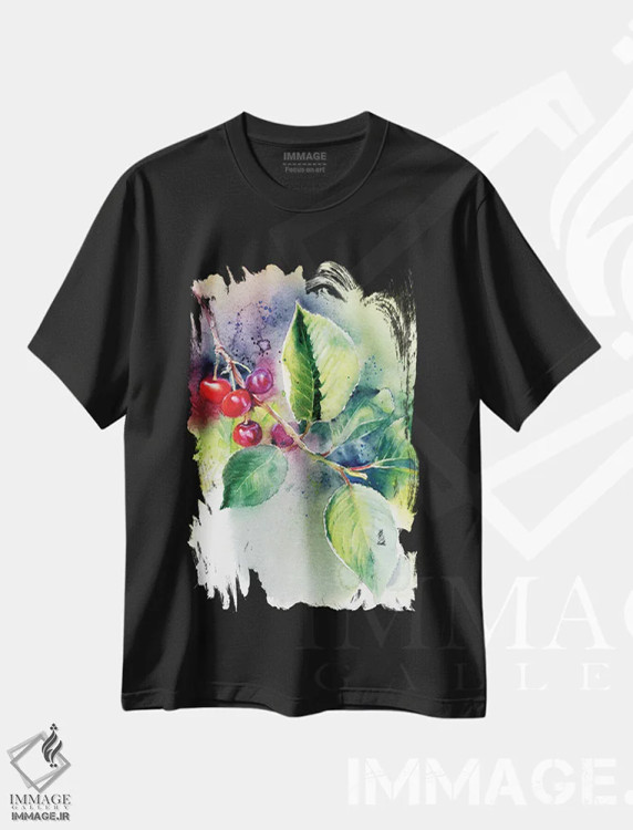 تیشرت مشکی طرح دار گیلاس، دکور معاصر اثر مارینا ایگناتووا | immage.ir