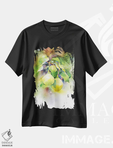 تیشرت مشکی طرح دار گلابی ها، دکور معاصر اثر مارینا ایگناتووا | فروشگاه ایماژ