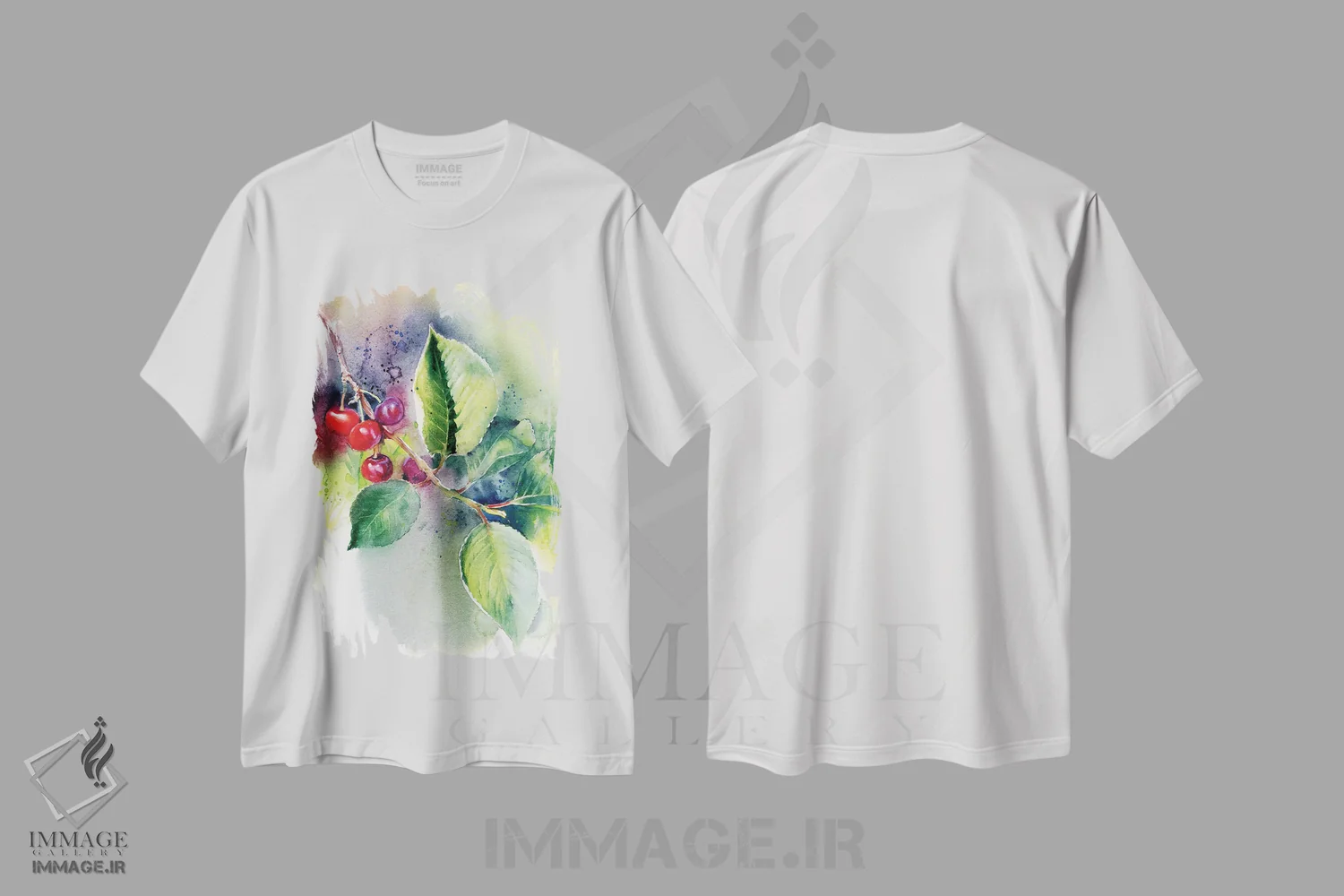 تیشرت سفید طرح دار گیلاس، دکور معاصر اثر مارینا ایگناتووا | فروشگاه ایماژ