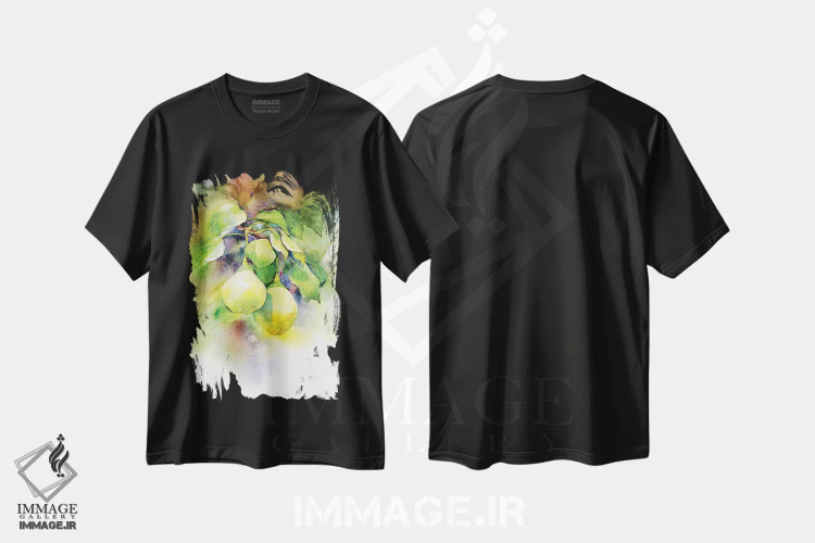 تیشرت مشکی طرح دار گلابی ها، دکور معاصر اثر مارینا ایگناتووا | فروشگاه ایماژ