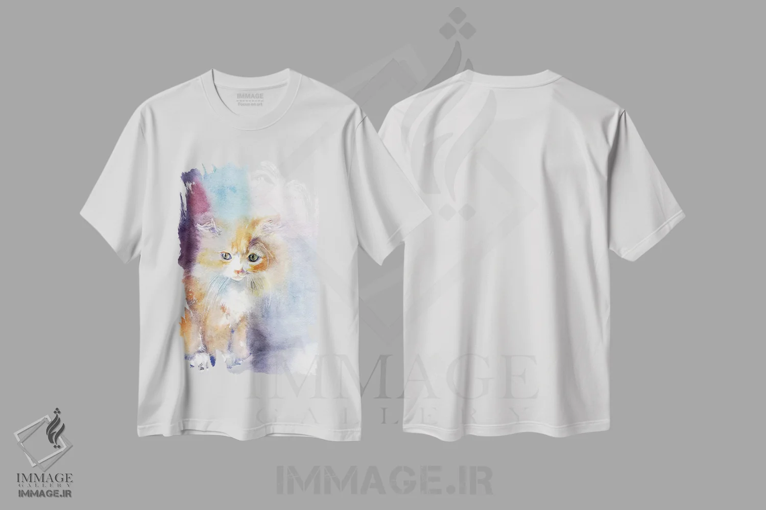 تیشرت سفید طرح دار بچه گربه در نور، دکور معاصر اثر مارینا ایگناتووا | فروشگاه ایماژ