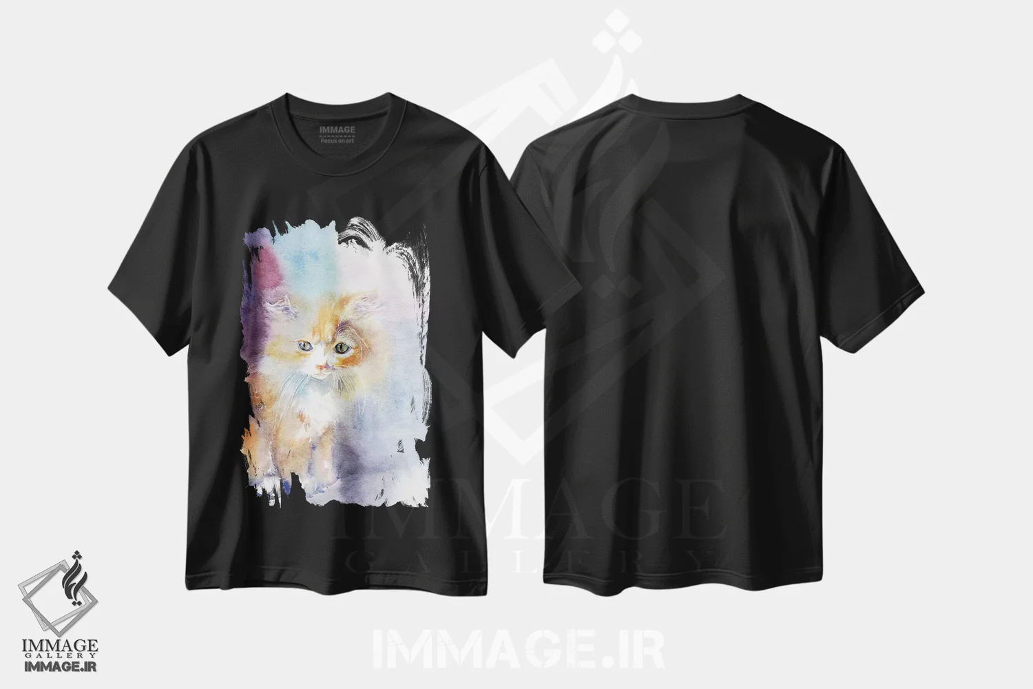 تیشرت مشکی طرح دار بچه گربه در نور، دکور معاصر اثر مارینا ایگناتووا | immage.ir