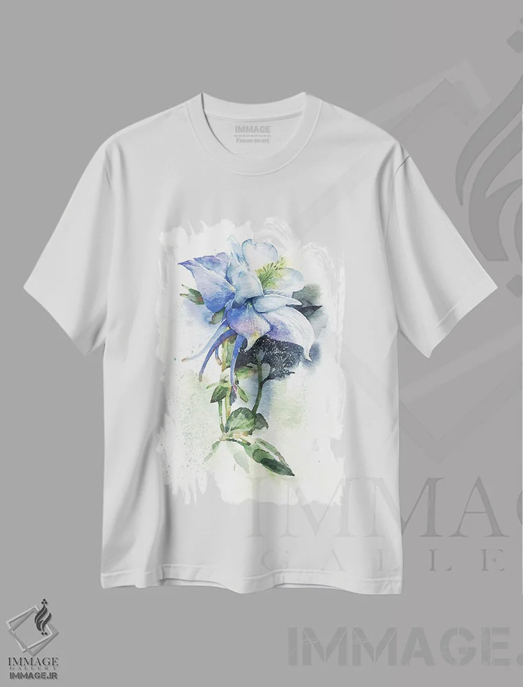 تیشرت سفید طرح دار شقایق کوهی، دکور معاصر اثر مارینا ایگناتووا | فروشگاه ایماژ