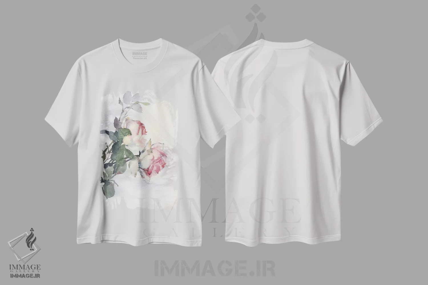 تیشرت سفید طرح دار گل های رز، دکور معاصر اثر مارینا ایگناتووا | فروشگاه ایماژ