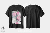 تیشرت مشکی طرح دار درختچهٔ گل رز، دکور معاصر اثر مارینا ایگناتووا | فروشگاه ایماژ