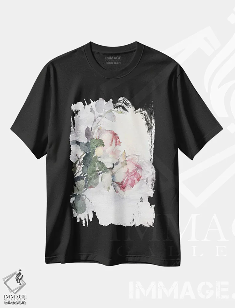 تیشرت مشکی طرح دار گل های رز، دکور معاصر اثر مارینا ایگناتووا | immage.ir