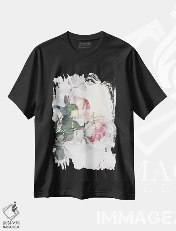 تیشرت مشکی طرح دار گل های رز، دکور معاصر اثر مارینا ایگناتووا | immage.ir