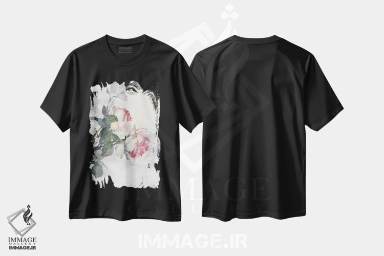 تیشرت مشکی طرح دار گل های رز، دکور معاصر اثر مارینا ایگناتووا | immage.ir