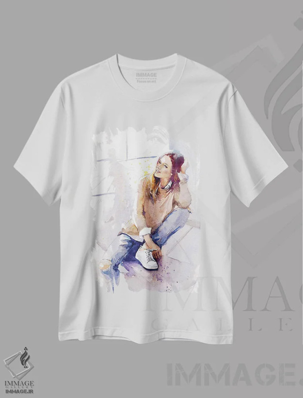 تیشرت سفید طرح دار احساس خوب، مدیوم اثر مارینا ایگناتووا | فروشگاه ایماژ