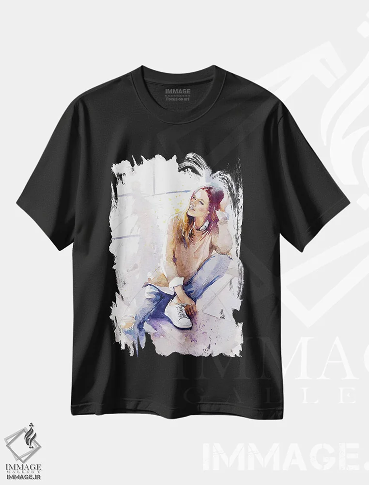 تیشرت مشکی طرح دار احساس خوب، مدیوم اثر مارینا ایگناتووا | immage.ir